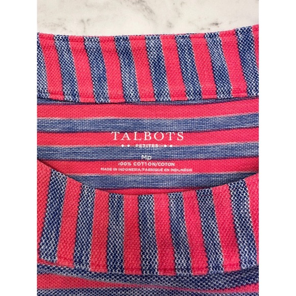 Talbots 3/4 Sleeve Nautical Boatneck Blouse Womens Sz M Petite Striped Tunic Top - Picture 4 of 8